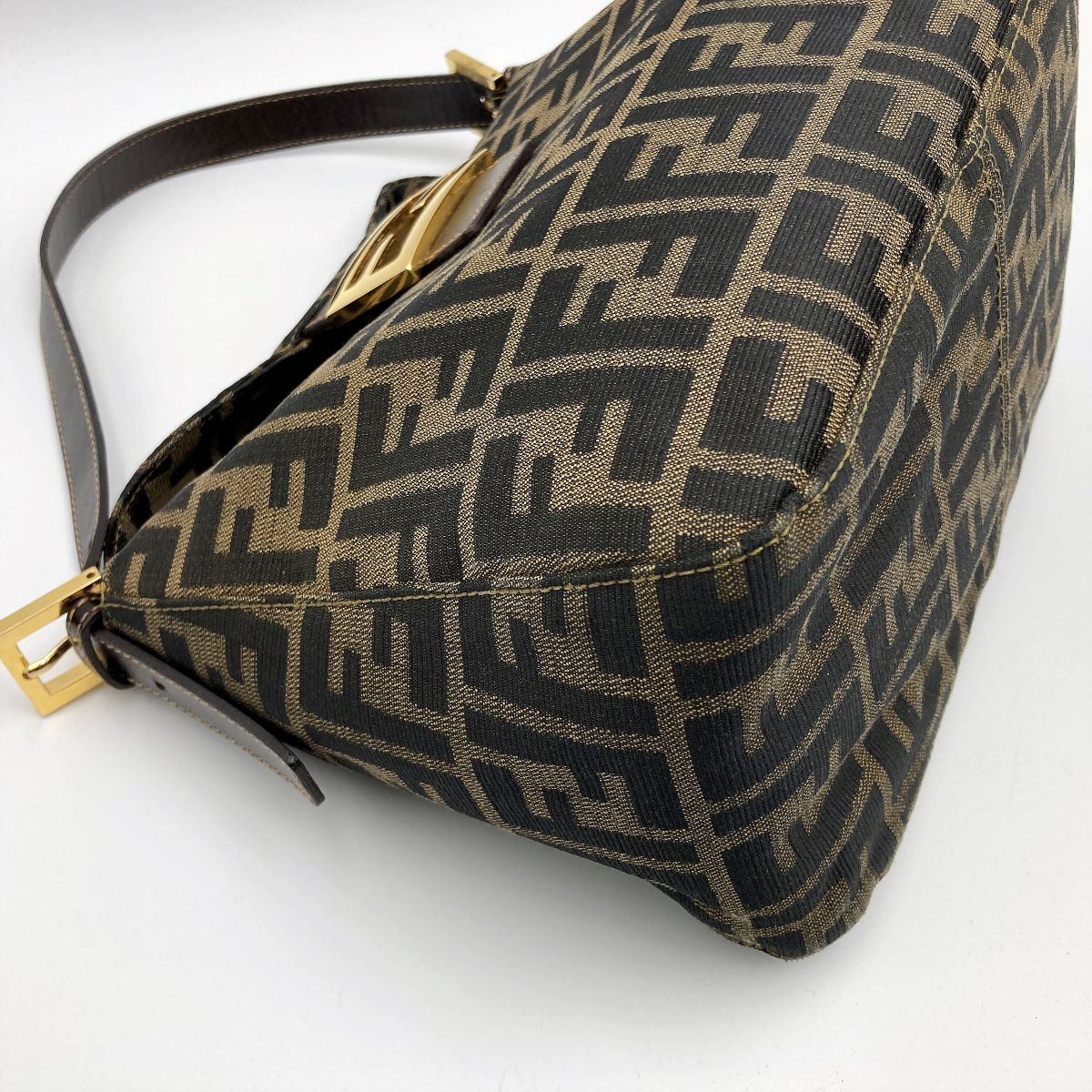 Fendi Mamma Bucket handbag in brown nylon Zucca with gold hardware PRE-OWNED
