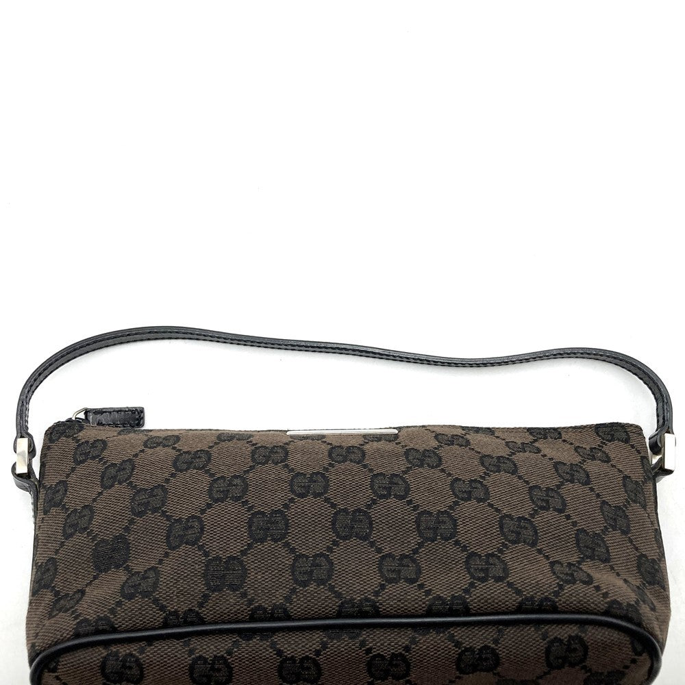 Gucci 002058 Pouch Accessory Pouch GG Canvas Brown/Black PRE-OWNED