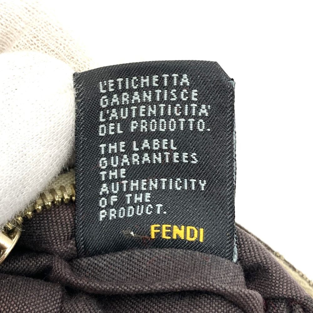 Fendi Zucchino Coin Case with Keychain CA1611916 Canvas Brown/Yellow PRE-OWNED