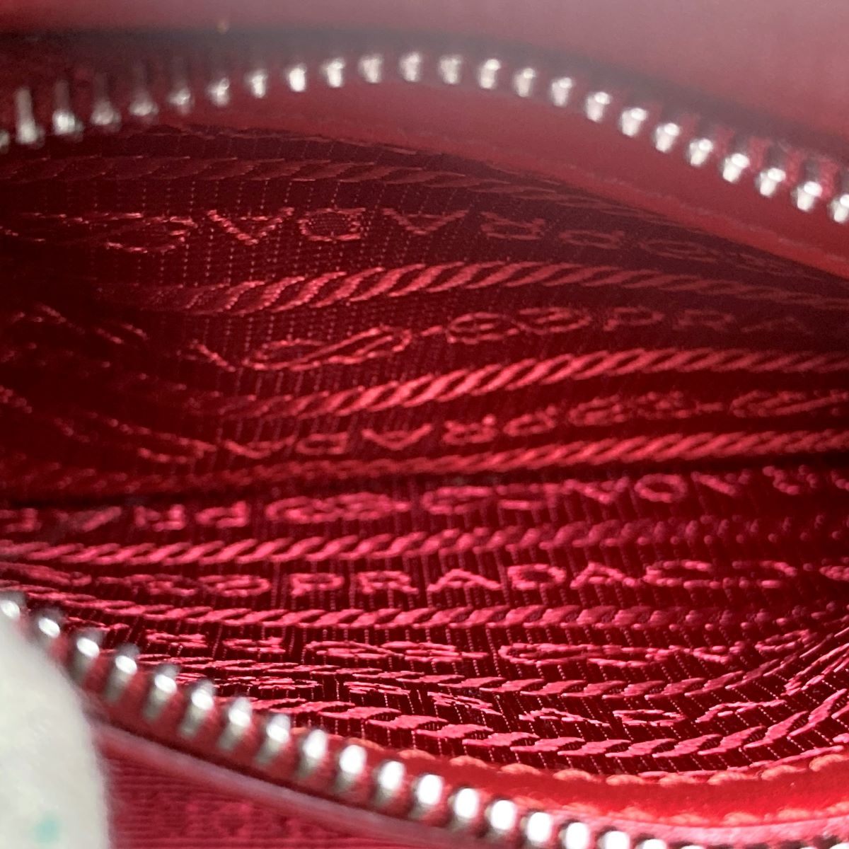 [CLEARANCE]Prada Diagram Chain Shoulder Bag in Red Leather with Mini Pouch (Mirror) PRE-OWNED