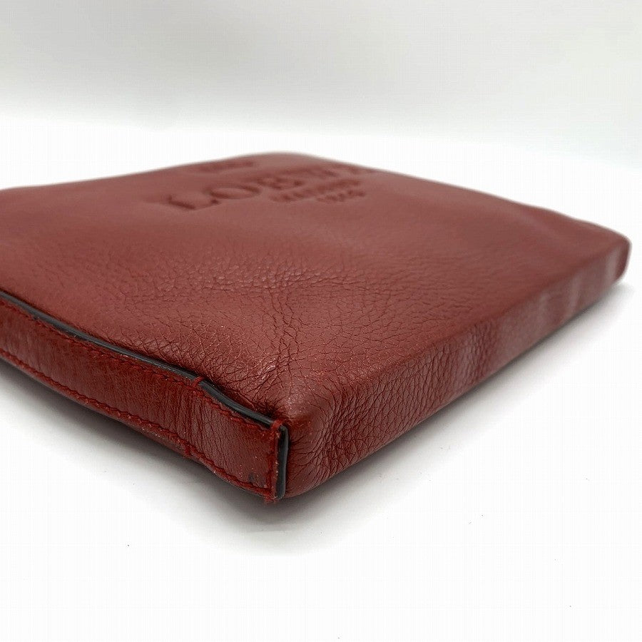 LOEWE Slim Shoulder Bag Heritage Leather Red 061005 PRE-OWNED