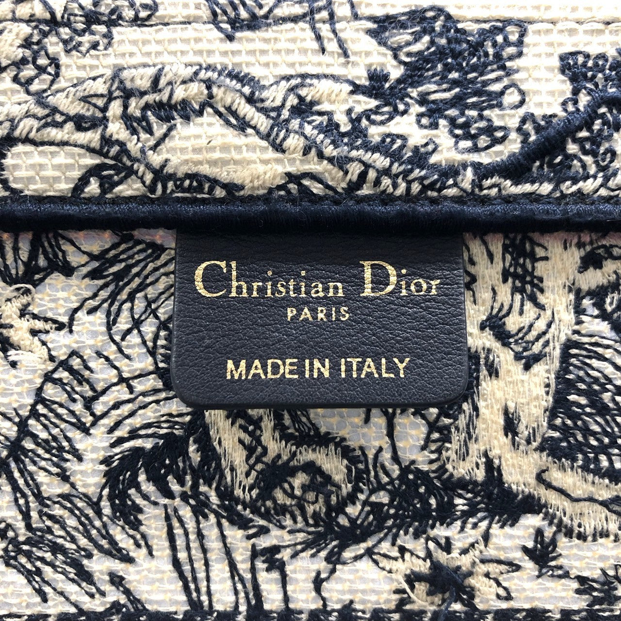 Christian Dior Book Tote Medium Toile de Jouy Sauvage Tote Bag Canvas Navy Pre-owned