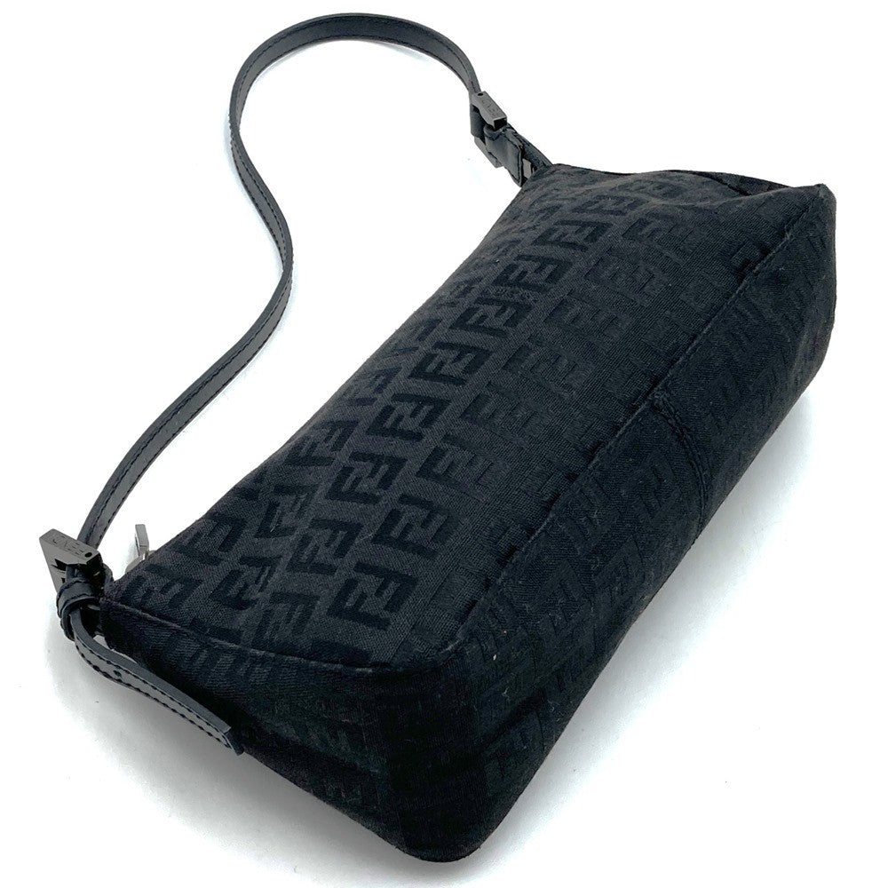Fendi 8BR249 Zucchino Accessory Pouch Mini Bag in Canvas and Leather, Black PRE-OWNED