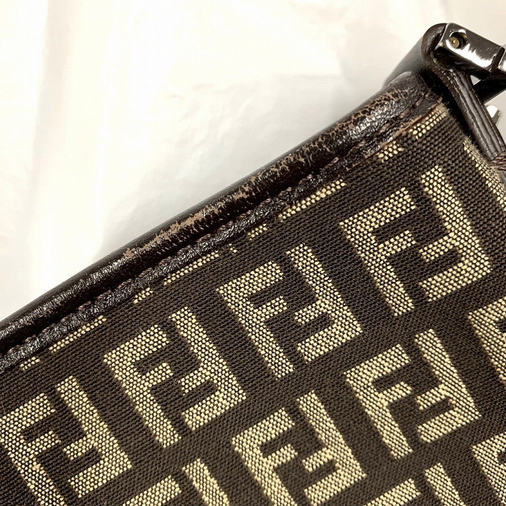 Fendi Zucchino Shoulder Bag/Crossbody Bag Canvas/Leather Brown Pre-owned