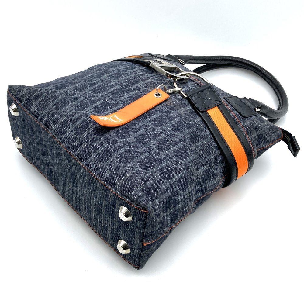 Dior Trotter Flight Line Tote Bag Canvas/Leather Navy/Orange Pre-owned