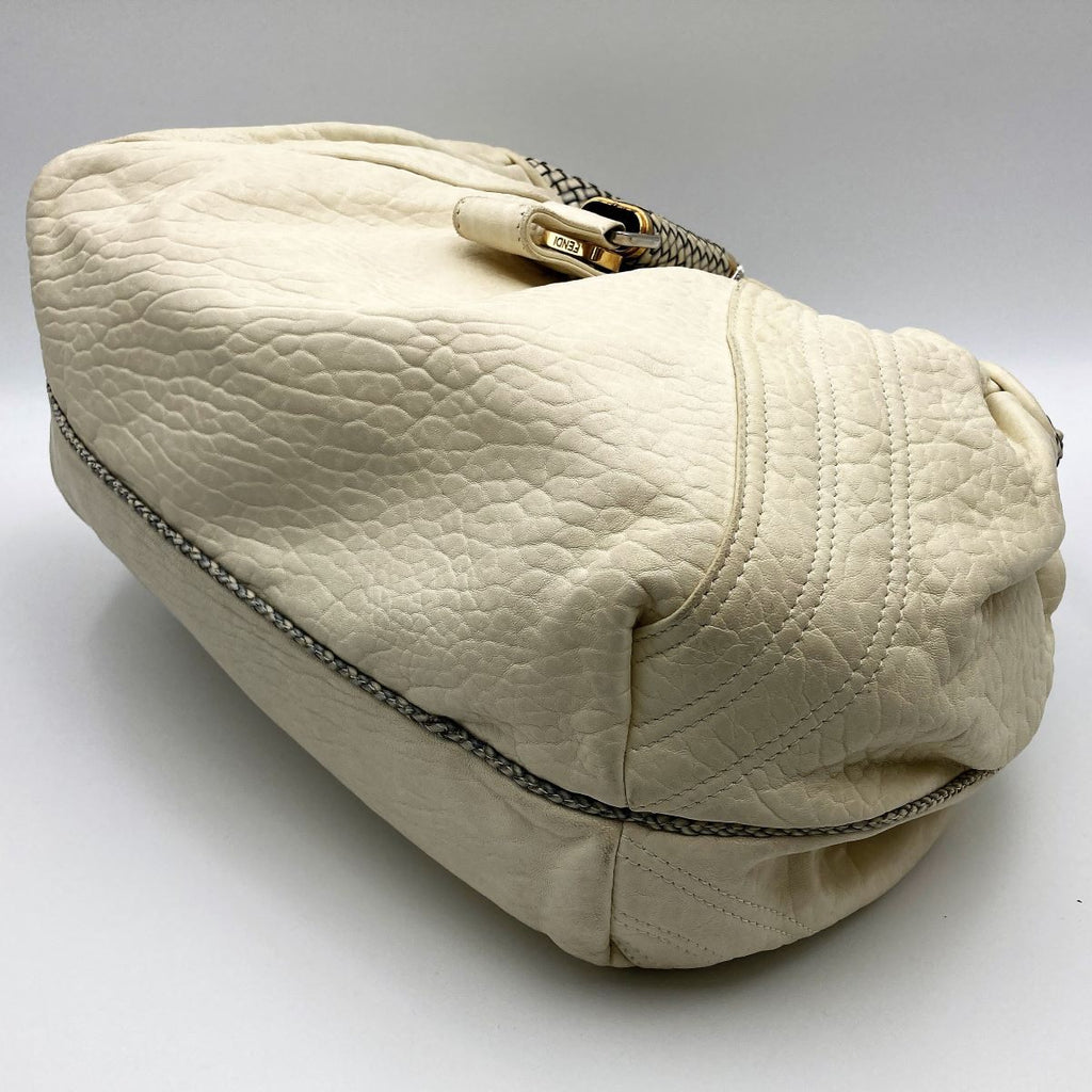[CLEARANCE]Fendi 8BR511 Spy Bag Handbag in Beige, Ivory, and White PRE-OWNED