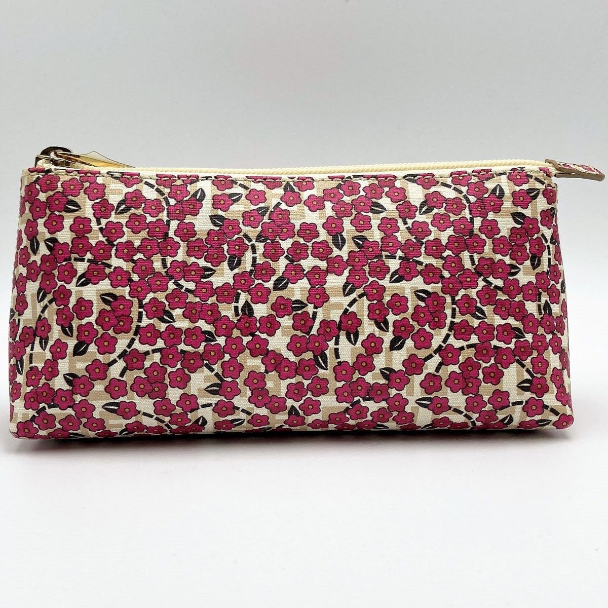 Fendi 7N0038 Zucchino Makeup Pouch Beige/Pink Pre-owned