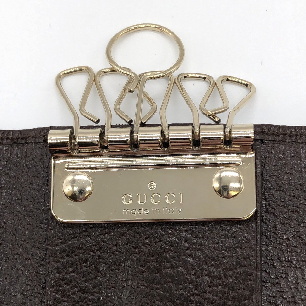 Gucci 181673 Sherry Line Key Case GG Canvas/Leather Brown Pre-owned