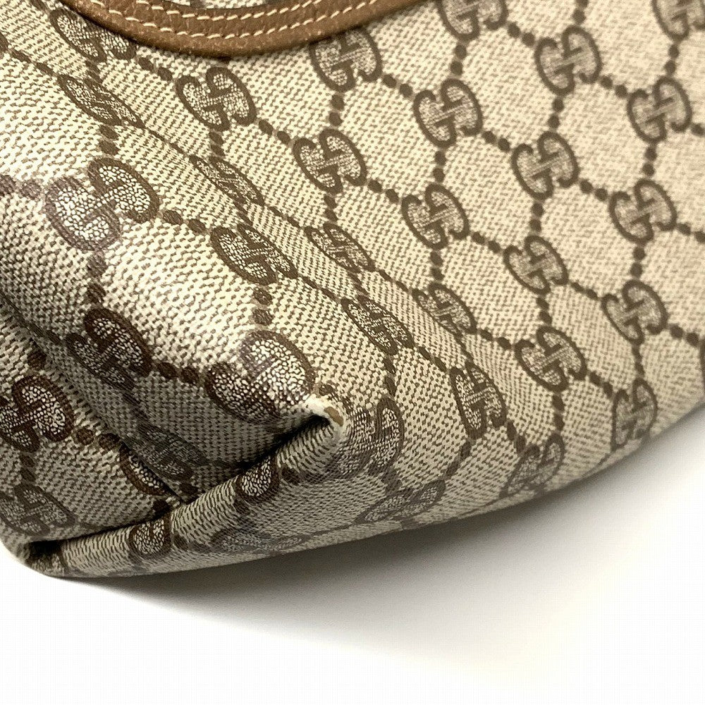 Old Gucci 39 02 003 Large Tote/Shoulder Bag, Sherry Line, GG, PVC/Leather, Brown PRE-OWNED