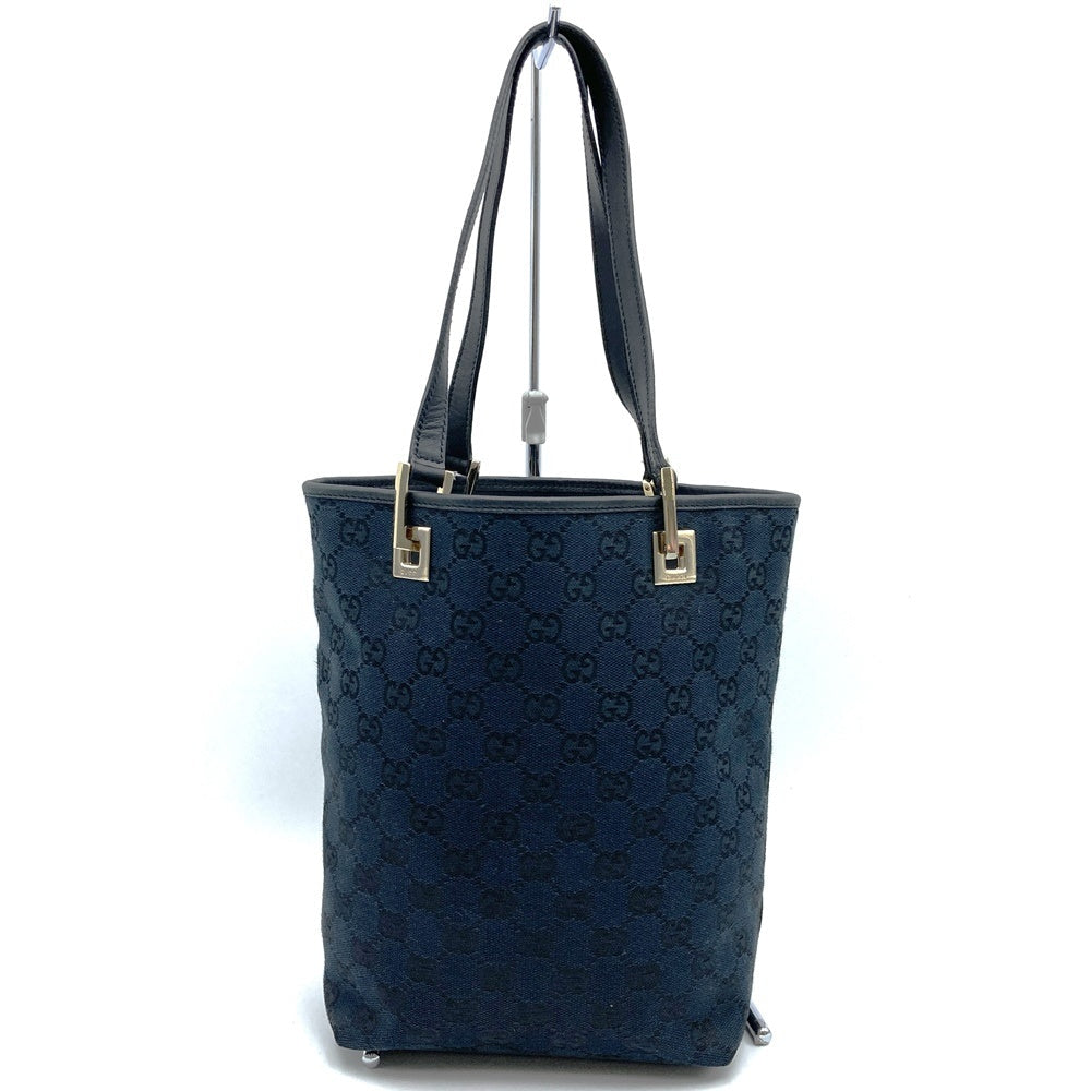 Gucci 002 1099 Small Tote Bag in Black GG Canvas/Leather, High-End Brand PRE-OWNED