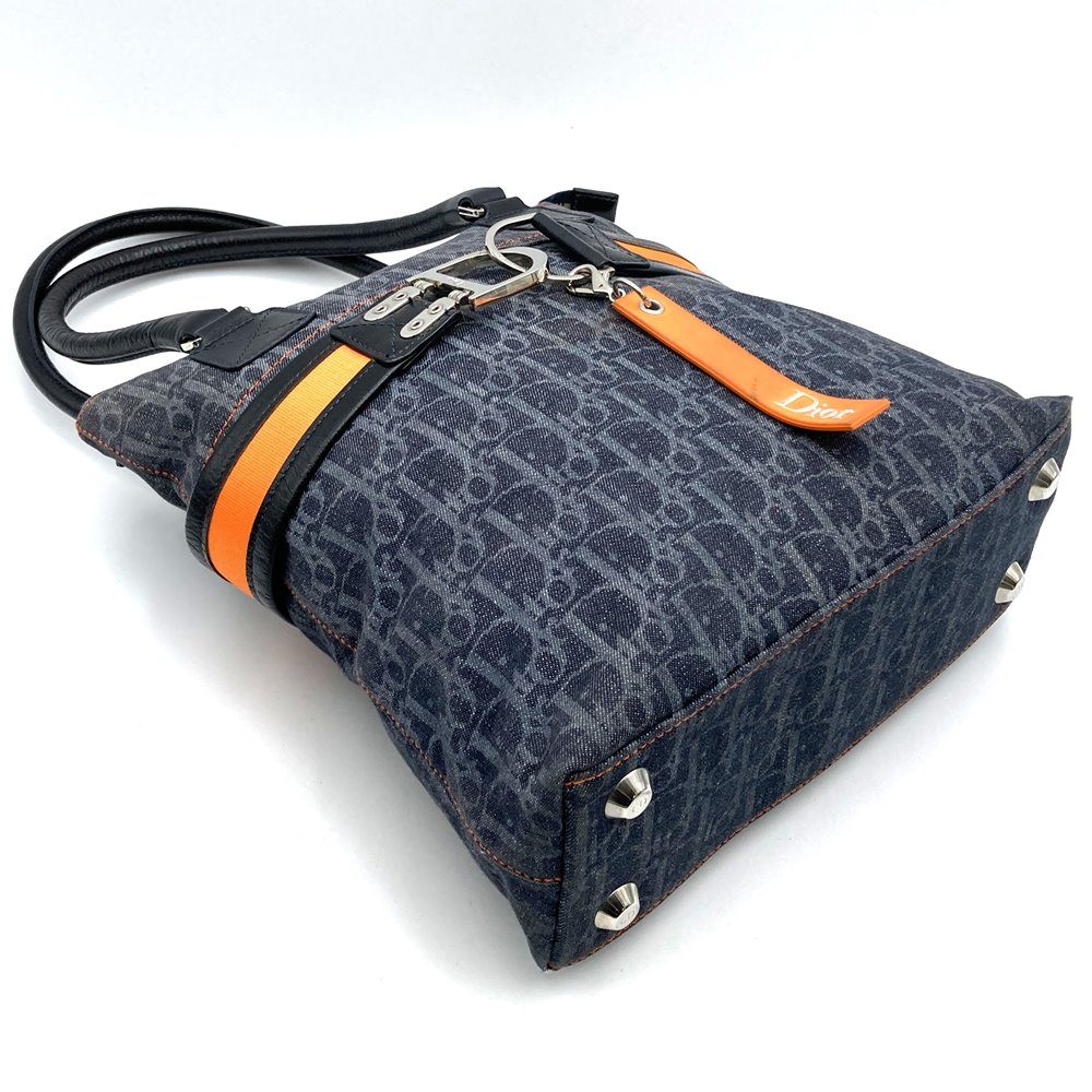 Dior Trotter Flight Line Tote Bag Canvas/Leather Navy/Orange Pre-owned