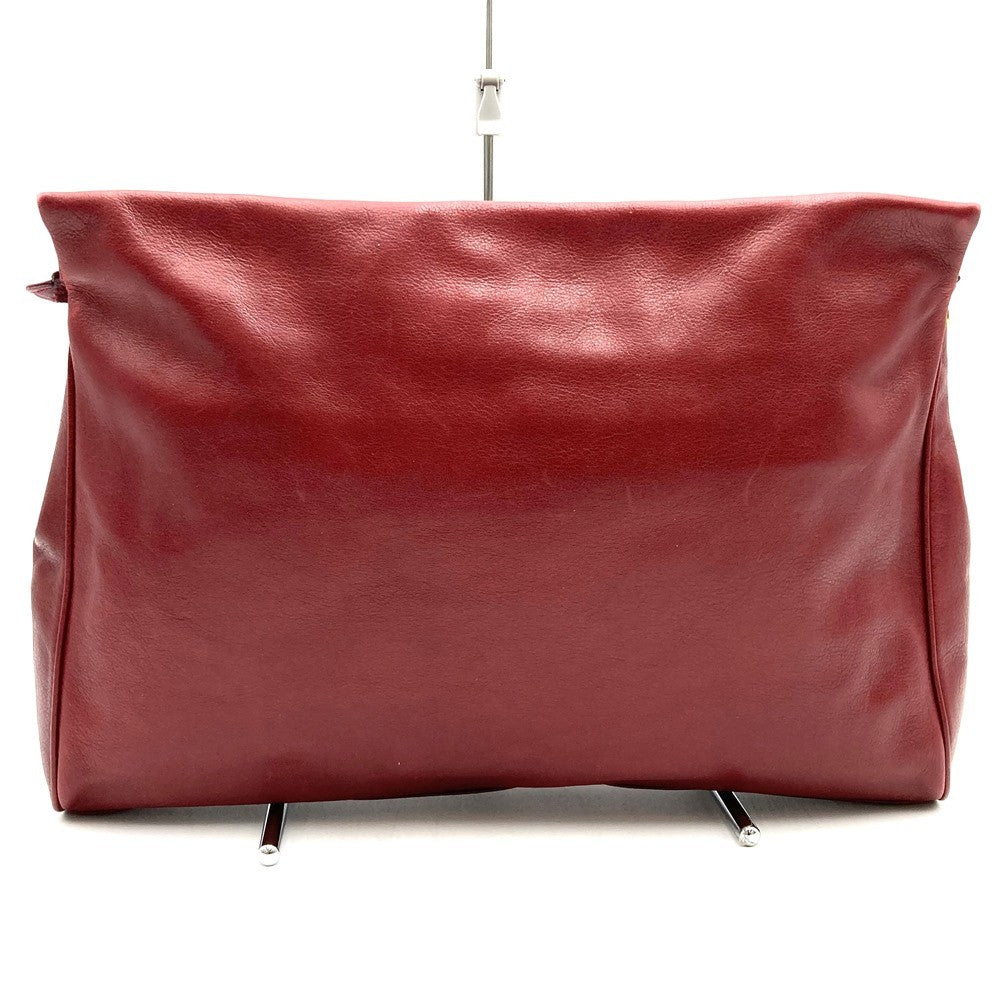 Old Gucci 004 110 0259 Clutch Bag Leather Wine Red PRE-OWNED