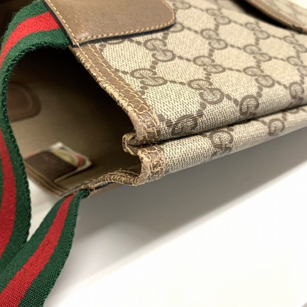 Old Gucci 39 02 003 Large Tote/Shoulder Bag, Sherry Line, GG, PVC/Leather, Brown PRE-OWNED