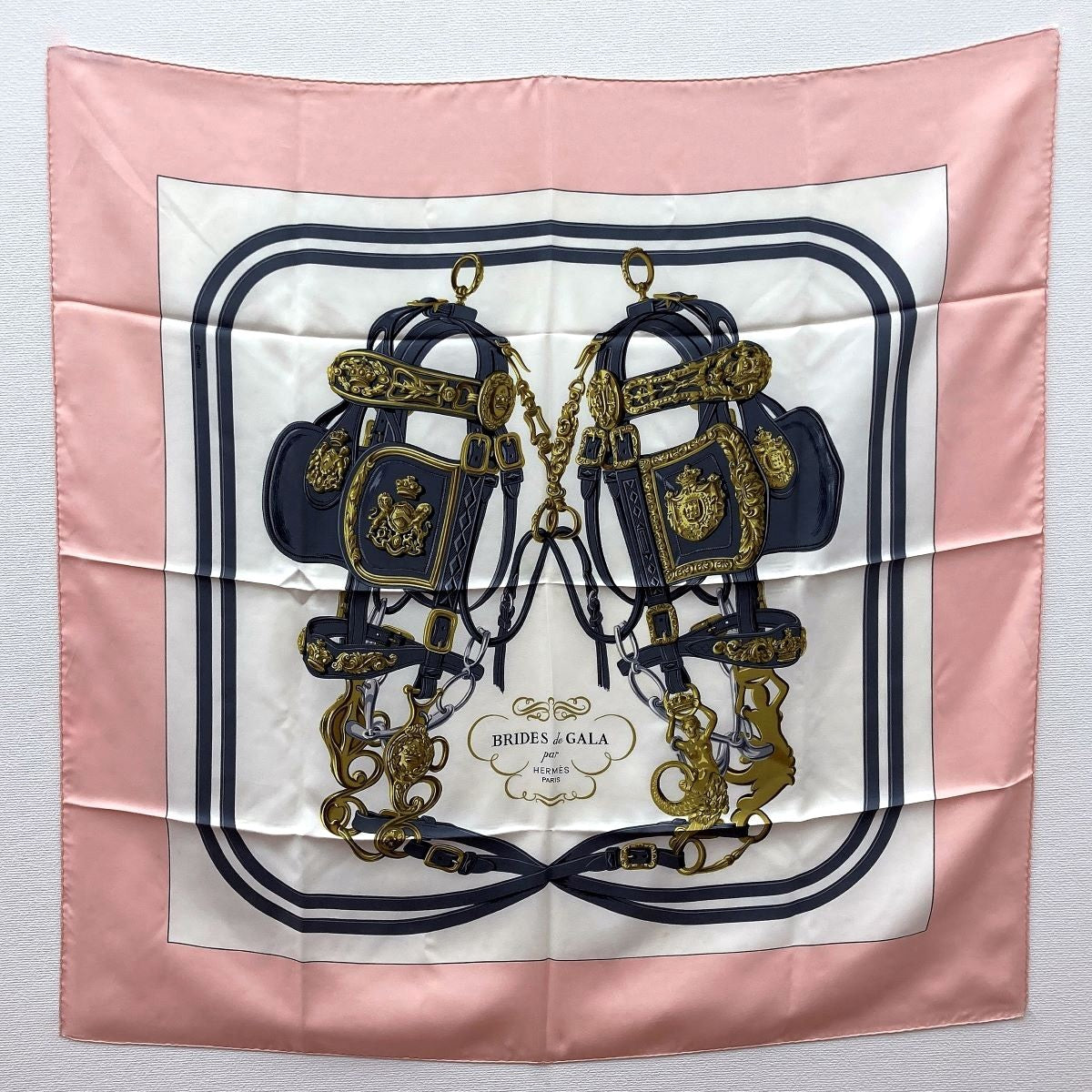Hermès Carré 90 Brides de Gala Scarf Pink/White Pre-owned