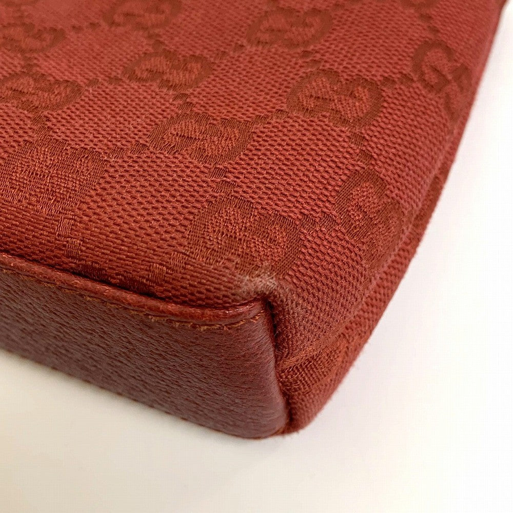 Gucci 115237 Pouch, Accessory Case, Makeup Pouch, Cosmetic Case, GG Canvas, Red PRE-OWNED