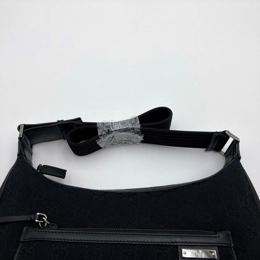 Gucci 001 4198 Shoulder Bag in GG Canvas, Black PRE-OWNED