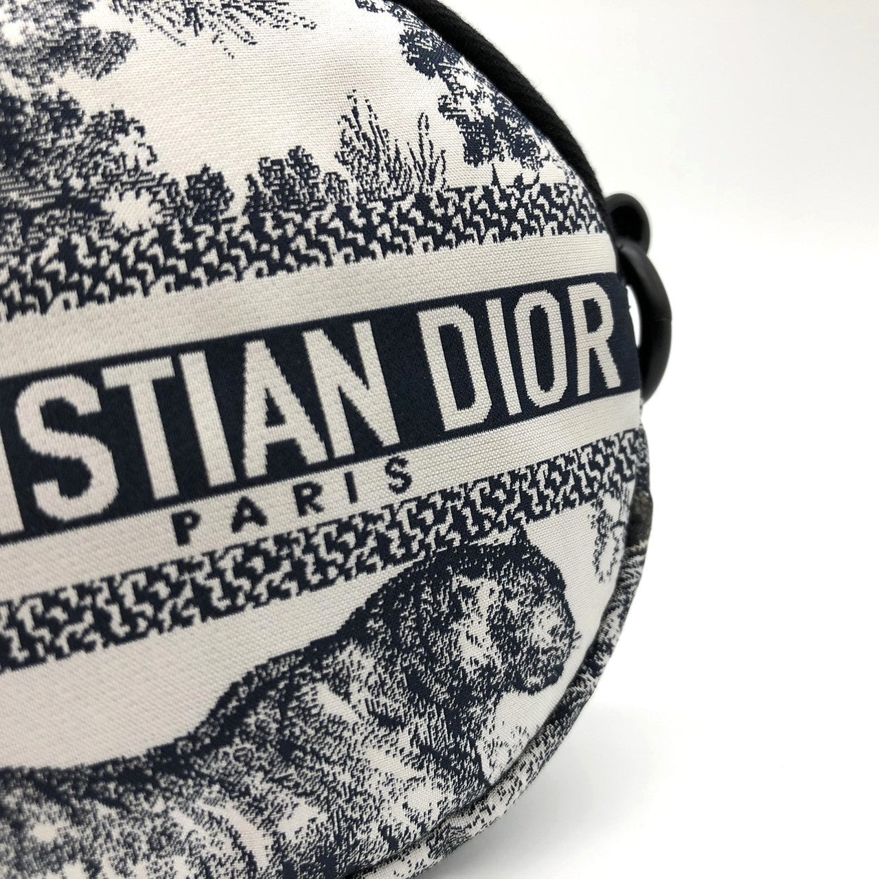 Christian Dior coin case in white/blue with tiger print on fabric PRE-OWNED