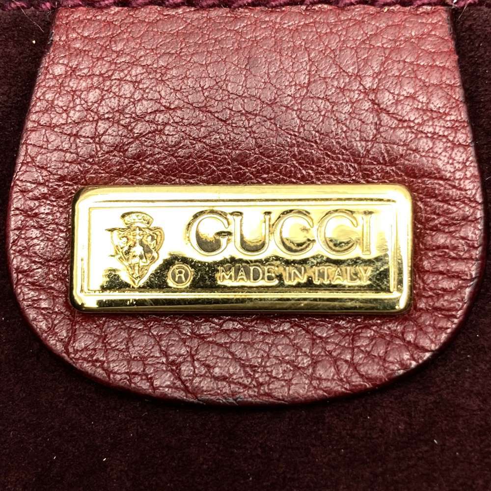 Old Gucci 004 110 0259 Clutch Bag Leather Wine Red PRE-OWNED