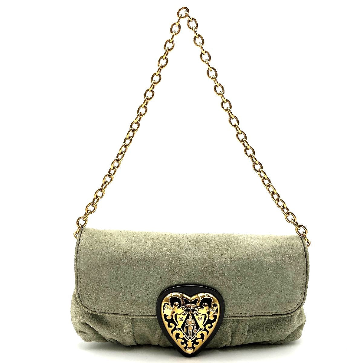 Gucci 208710 Hysteria Handbag Suede Green Pre-owned