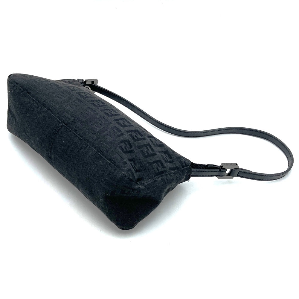 Fendi 8BR249 Zucchino Accessory Pouch Mini Bag in Canvas and Leather, Black PRE-OWNED