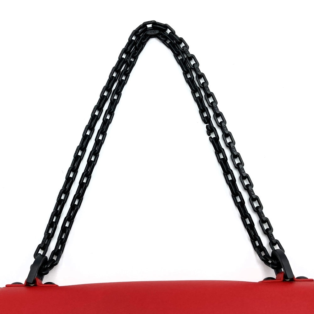 Dior J'Adore chain shoulder bag in red/black leather. Maria Grazia Chiuri PRE-OWNED