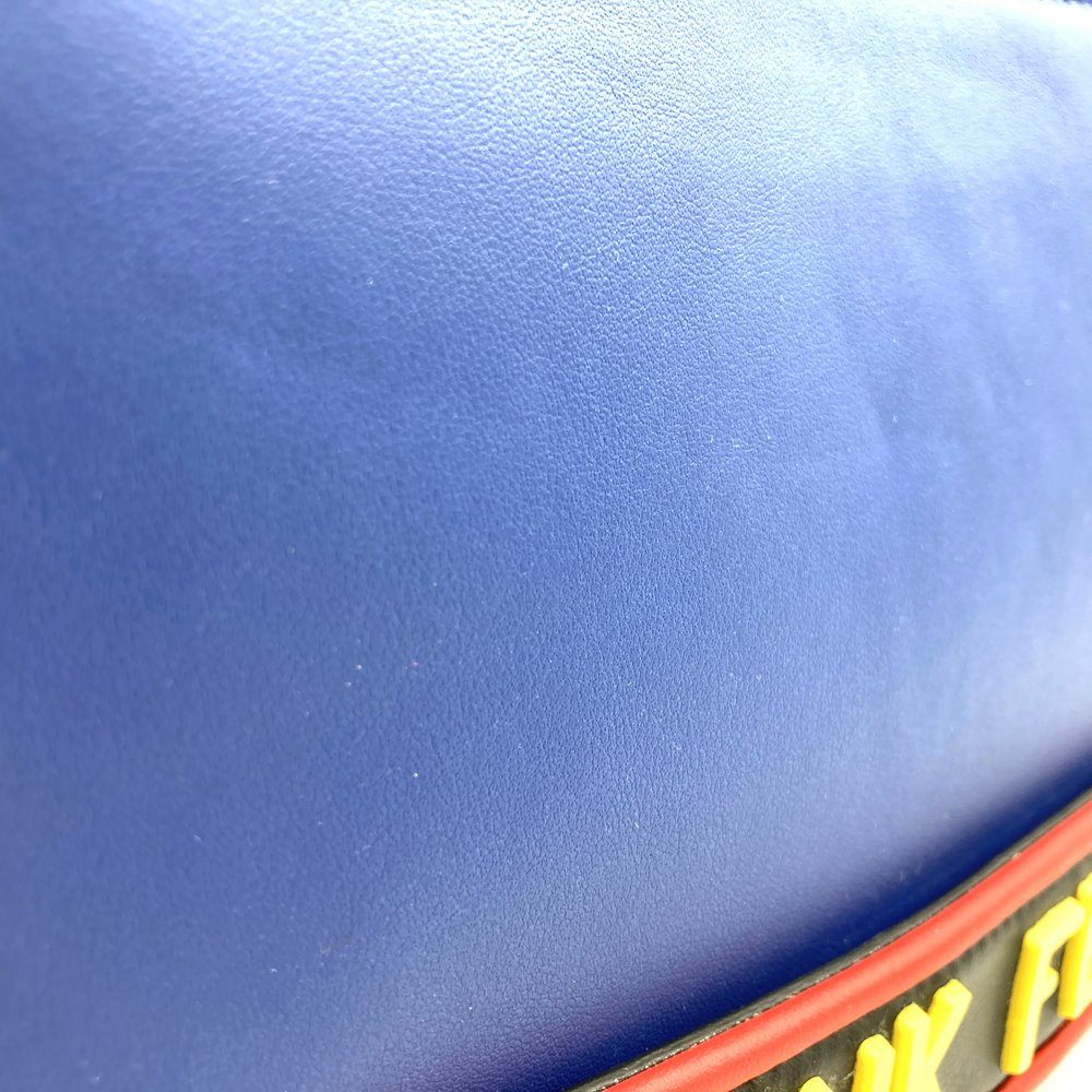 Fendi 7VA350 Vocabulary "Think" Clutch Bag/Pouch Leather Blue Pre-owned