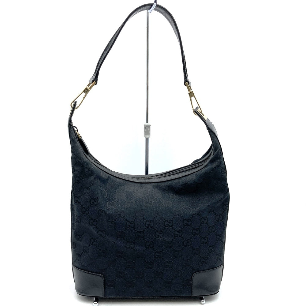 Gucci 001 4204 Shoulder Bag/Handbag in Black GG Canvas/Leather PRE-OWNED