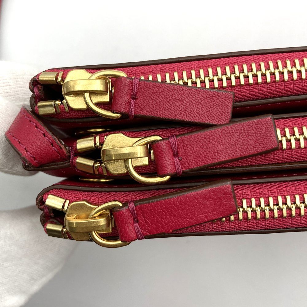 Celine Trio Shoulder Bag 0154, Crossbody, Dark Pink and Red Leather, High-End Brand PRE-OWNED