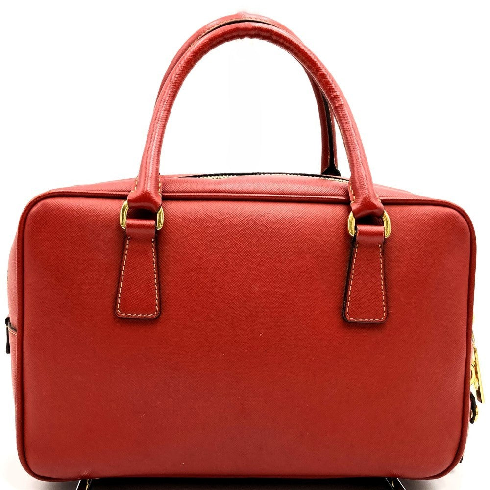 Prada Handbag with Triangular Plate, Leather, Red, BN1113, Guarantee Card Included PRE-OWNED