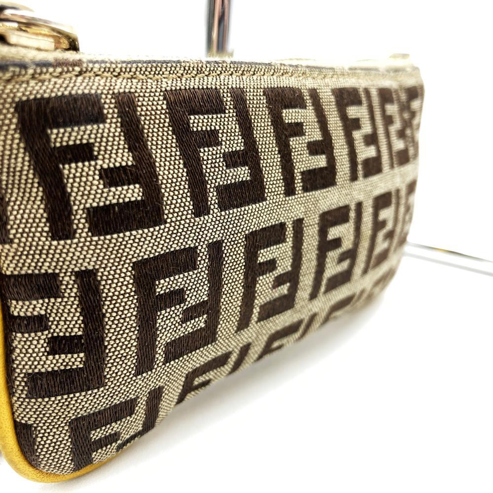 Fendi Zucchino Coin Case with Keychain CA1611916 Canvas Brown/Yellow PRE-OWNED
