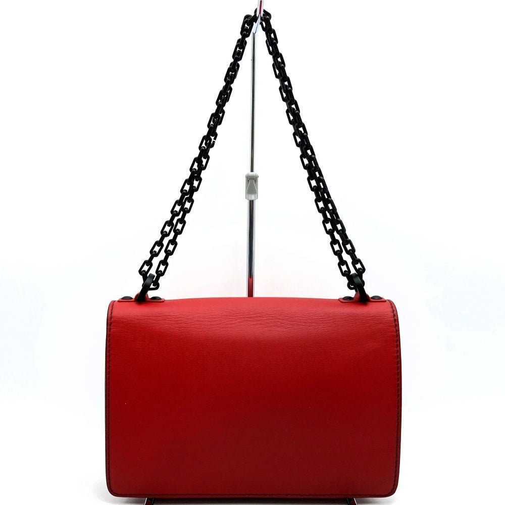 Dior J'Adore chain shoulder bag in red/black leather. Maria Grazia Chiuri PRE-OWNED