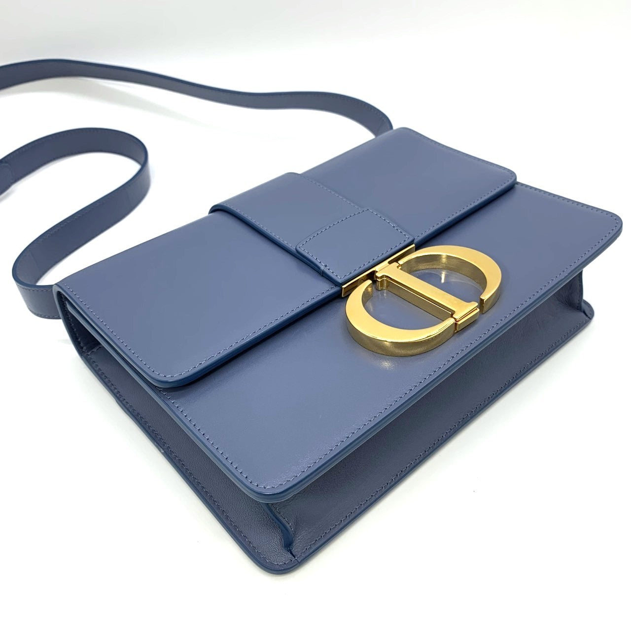 Christian Dior 30 Montaigne Crossbody Shoulder Bag Leather Blue Pre-owned