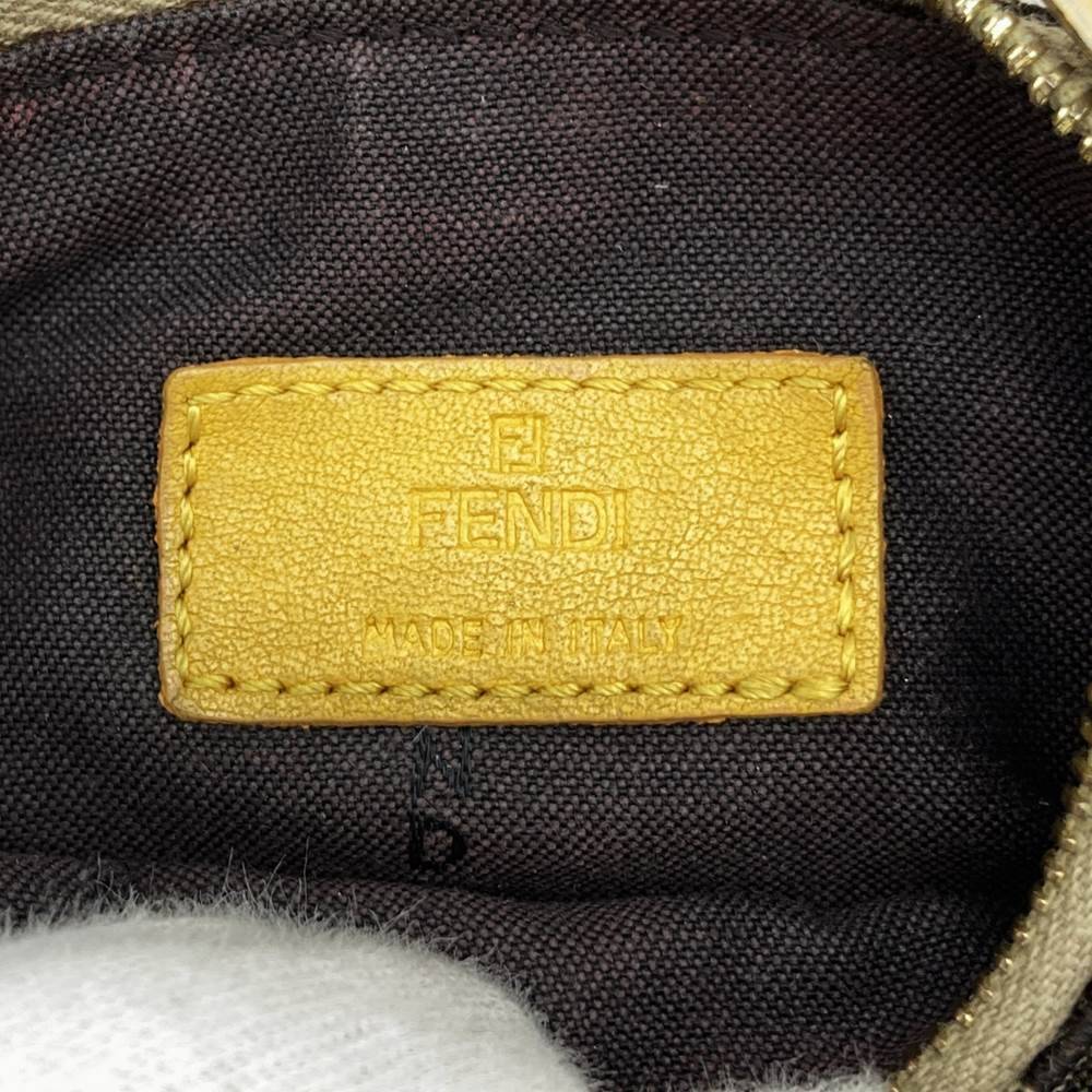 Fendi Zucchino Coin Case with Keychain CA1611916 Canvas Brown/Yellow PRE-OWNED