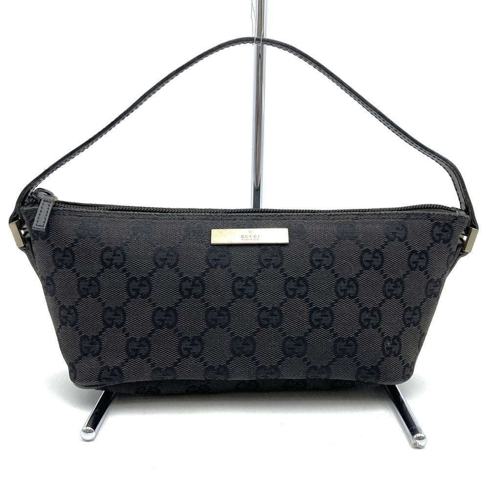 Gucci 039 1103 Handbag Accessory Pouch Black GG Canvas Brand High-End Brand PRE-OWNED