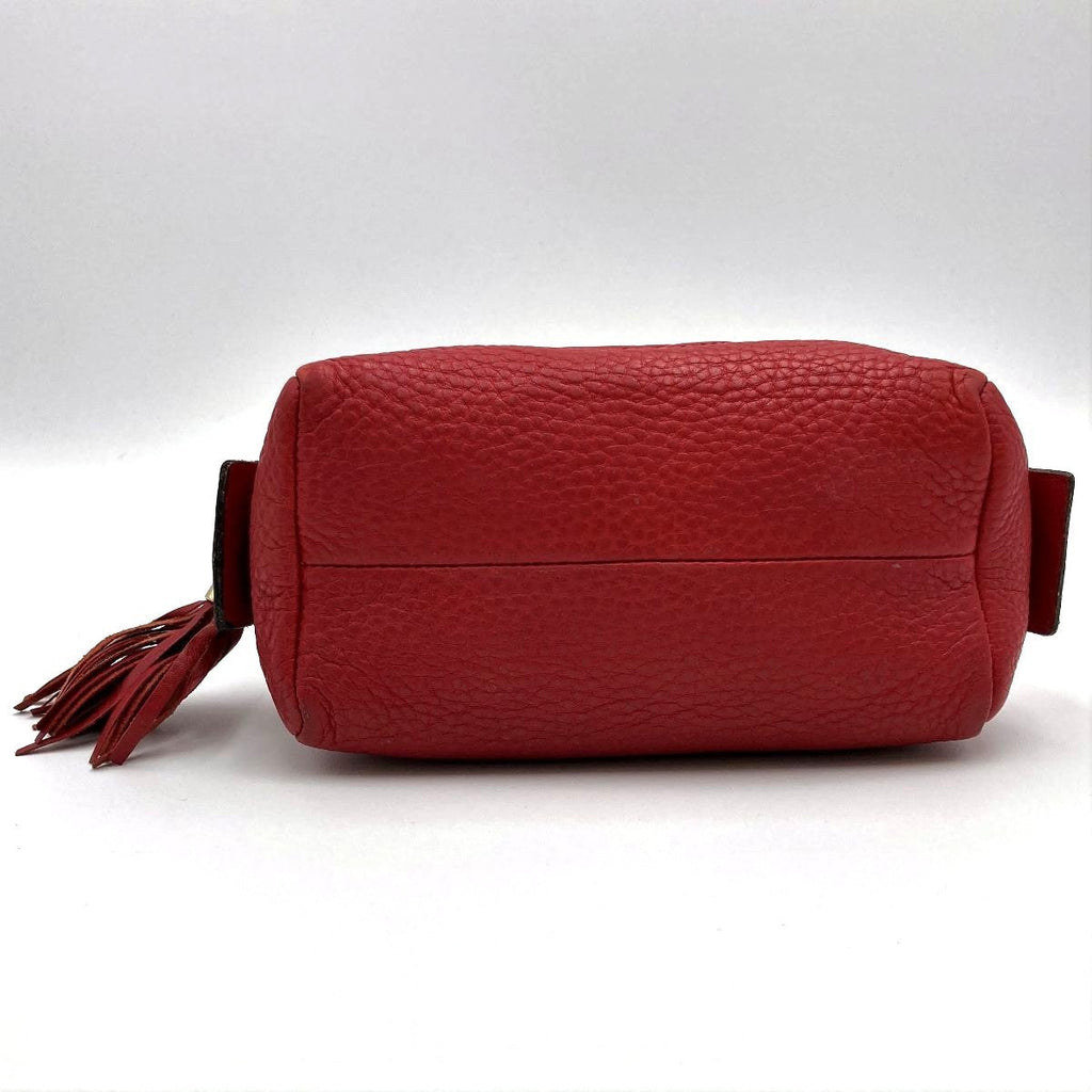 Gucci 308636 Soho Pouch with Tassel and Interlocking G in Red Calfskin Leather PRE-OWNED