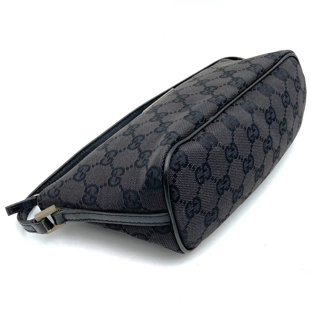 Gucci 039 1103 Handbag Accessory Pouch Black GG Canvas Brand High-End Brand PRE-OWNED