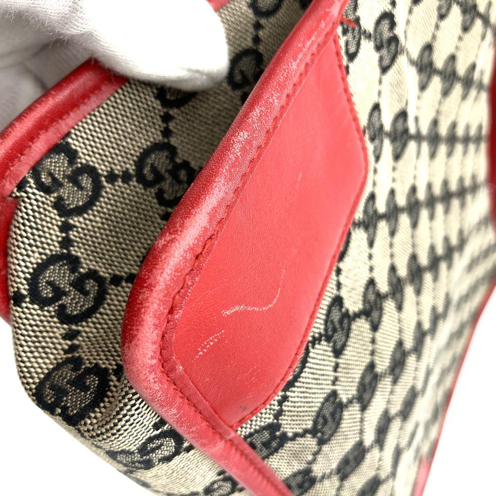 Gucci 001 4205 Shoulder Bag GG Canvas/Leather Brown/Red Pre-owned