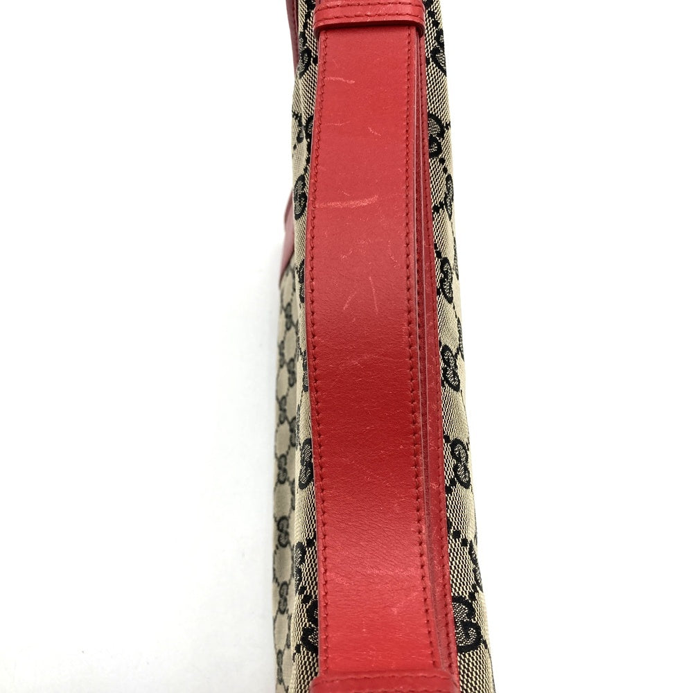 Gucci 001 4205 Shoulder Bag GG Canvas/Leather Brown/Red Pre-owned