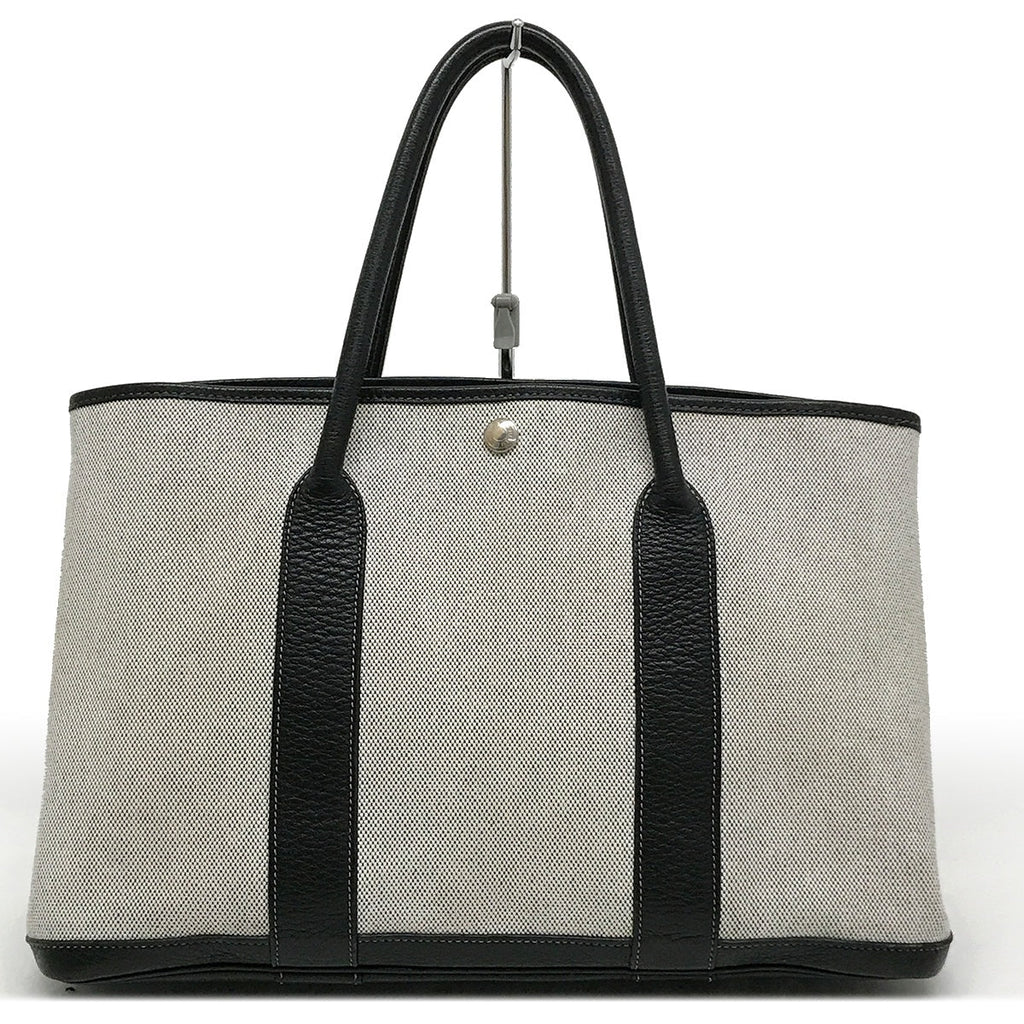 Hermès Garden Party PM Tote Bag/Shoulder Bag Toile H/Leather Gray/Black Pre-owned