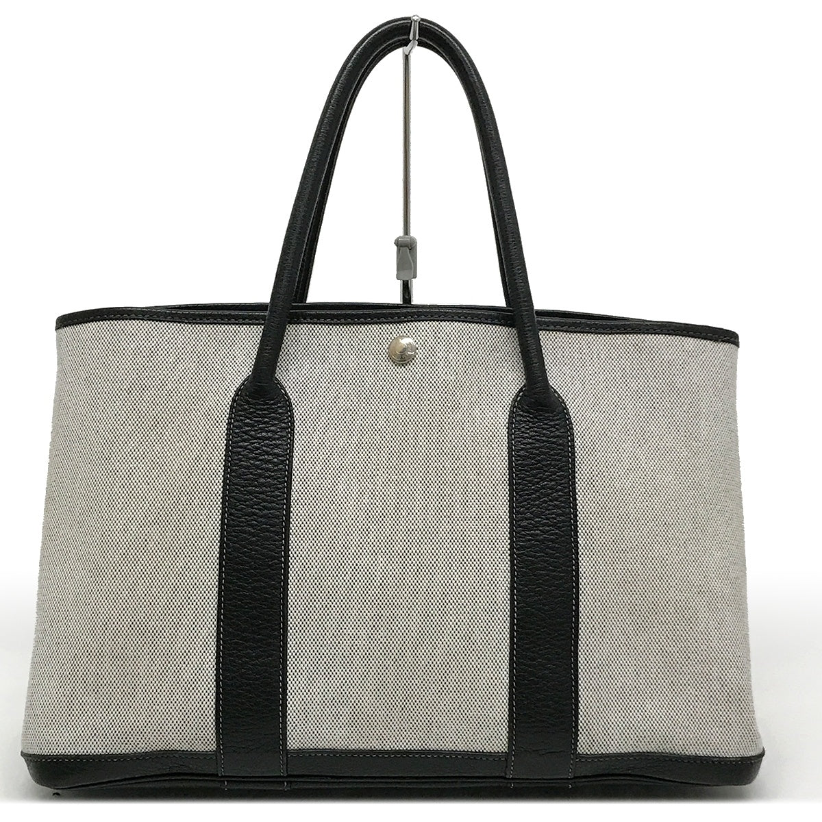 Hermès Garden Party PM Tote Bag/Shoulder Bag Toile H/Leather Gray/Black Pre-owned