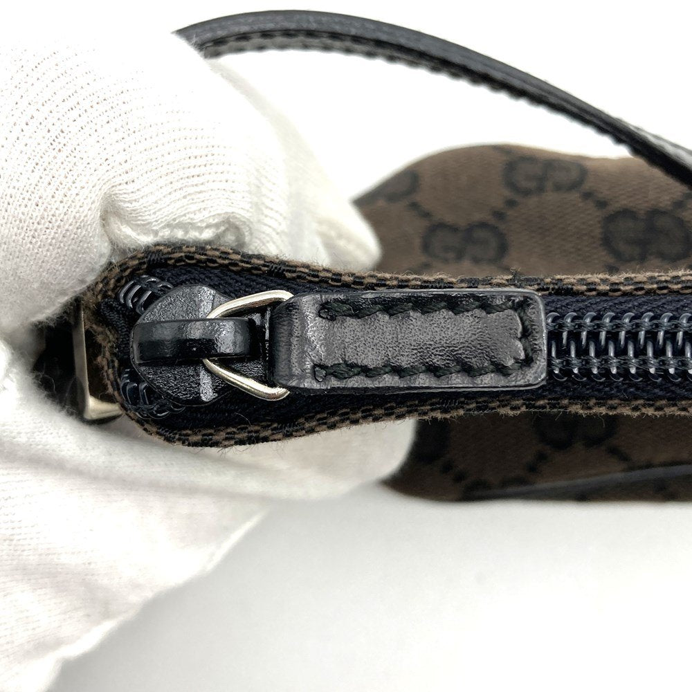 Gucci 002058 Pouch Accessory Pouch GG Canvas Brown/Black PRE-OWNED