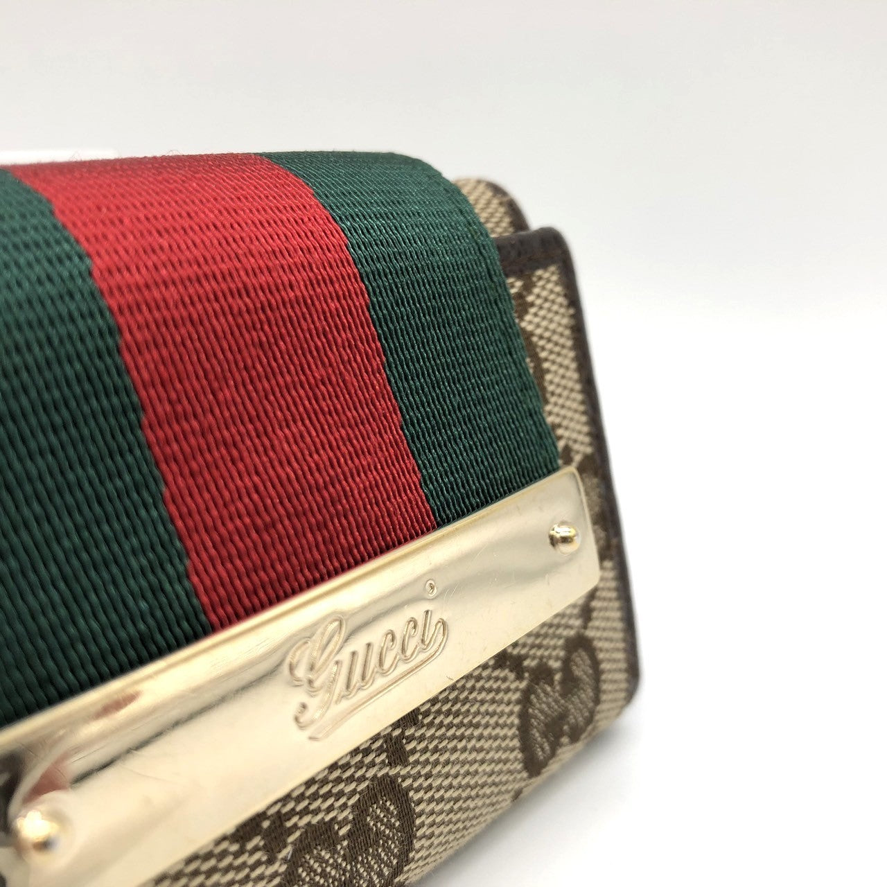 Gucci 181673 Sherry Line Key Case GG Canvas/Leather Brown Pre-owned