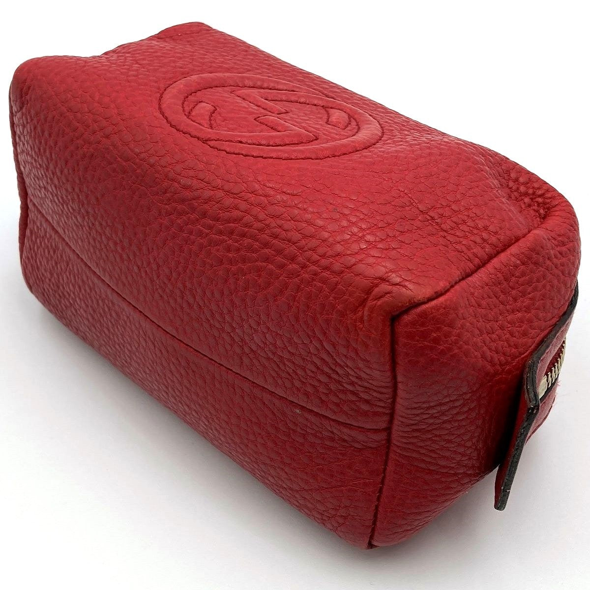Gucci 308636 Soho Pouch with Tassel and Interlocking G in Red Calfskin Leather PRE-OWNED