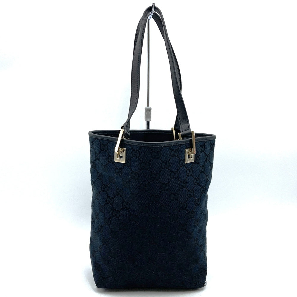 Gucci 002 1099 Small Tote Bag in Black GG Canvas/Leather, High-End Brand PRE-OWNED