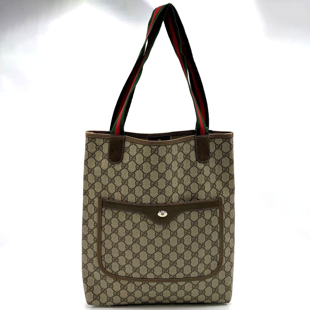 Gucci 39 02 003 Sherry Line Tote Bag GG Supreme Brown Pre-owned