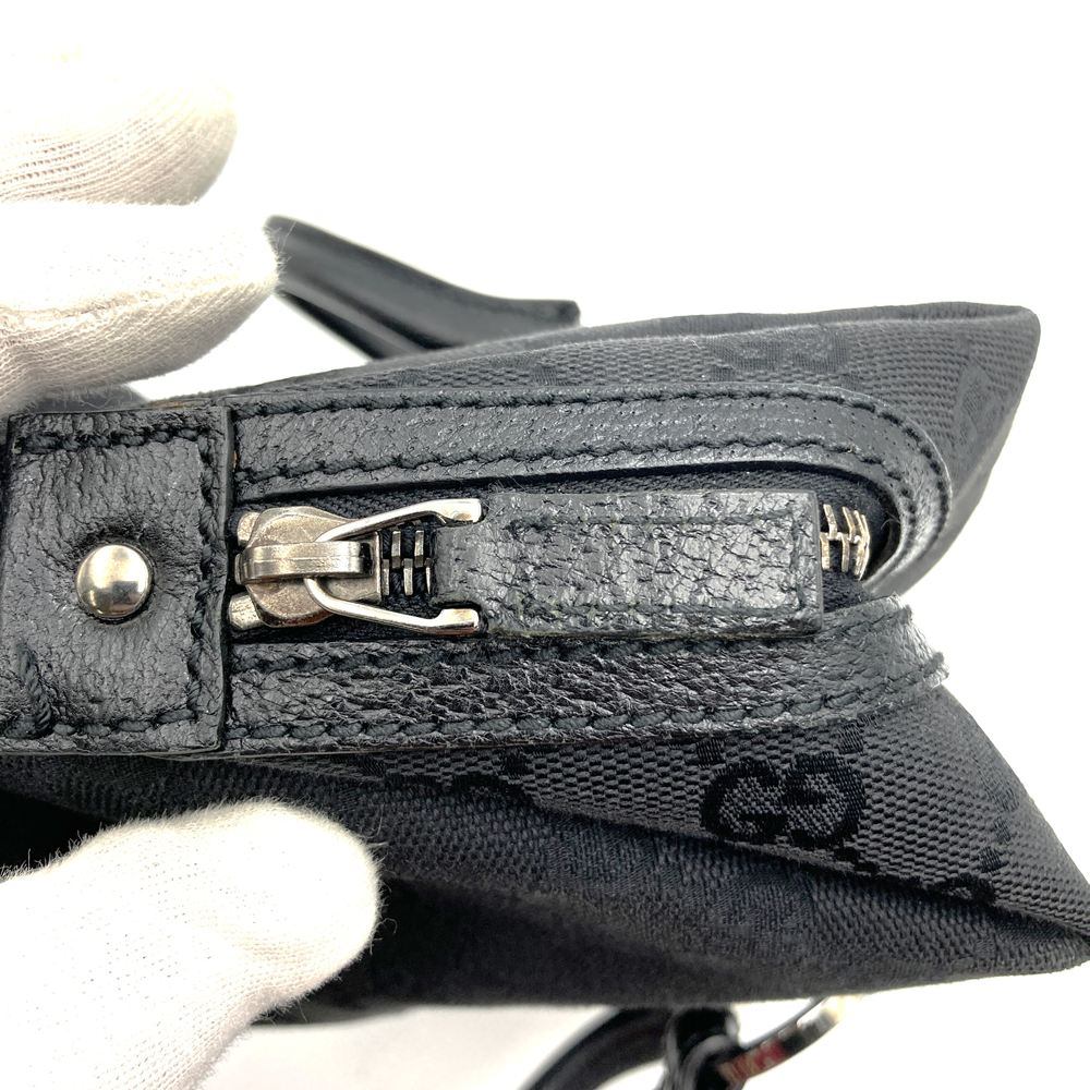 Gucci 113009 Handbag Black GG Canvas/Leather Luxury Brand PRE-OWNED