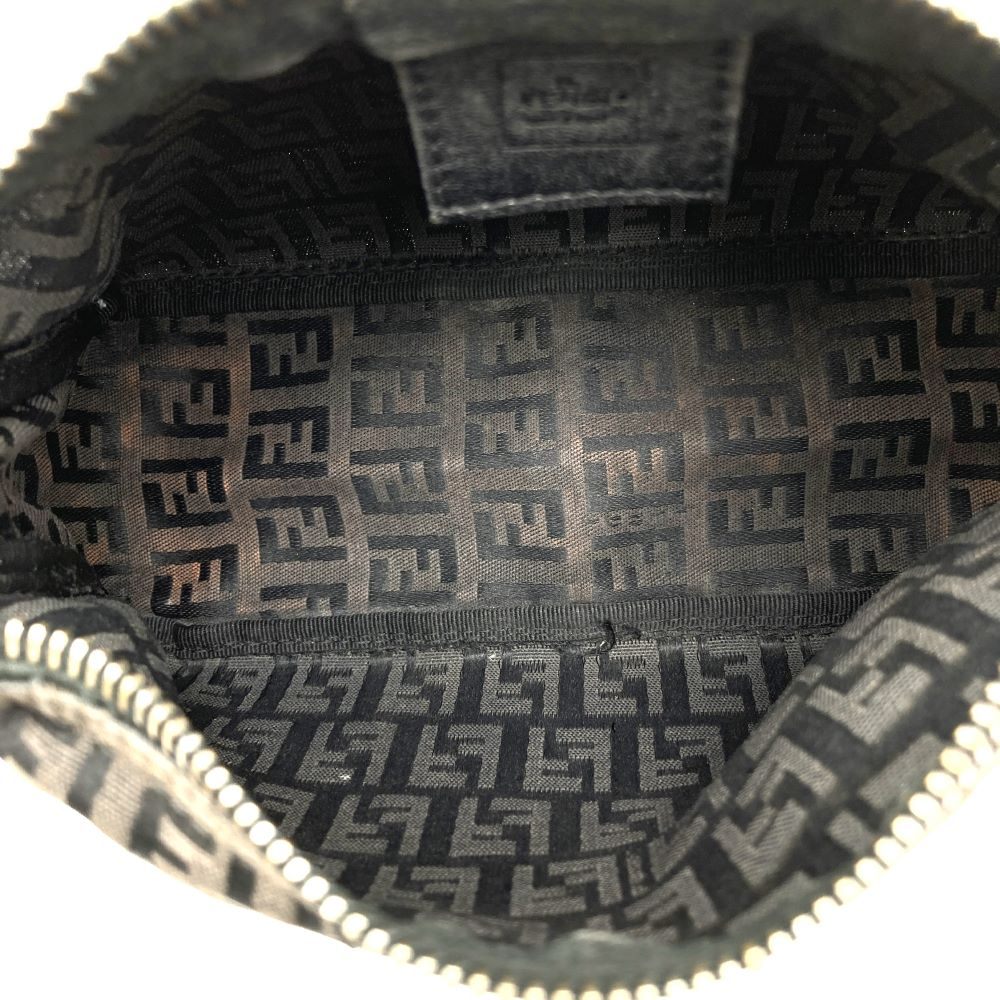 Fendi Zucchino Mini Bag Handbag Canvas Leather Brown Black PRE-OWNED