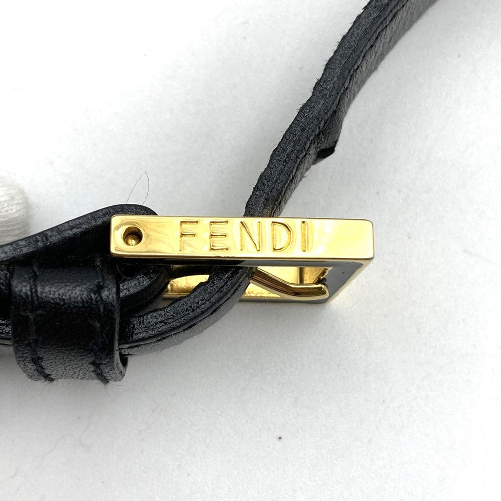 Fendi 06 11 15328 982 FF Logo Shoulder Bag Nylon/Leather Black Pre-owned