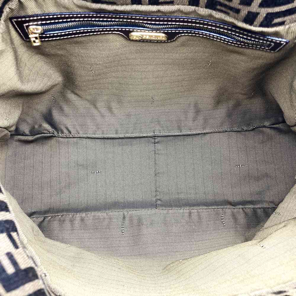 Fendi Zucca FF Logo Shoulder Bag Nylon Canvas Brown Pre-owned