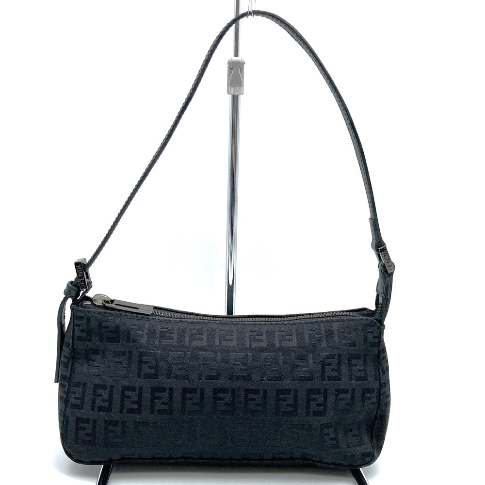 Fendi 8BR249 Zucchino Accessory Pouch Mini Bag in Canvas and Leather, Black PRE-OWNED